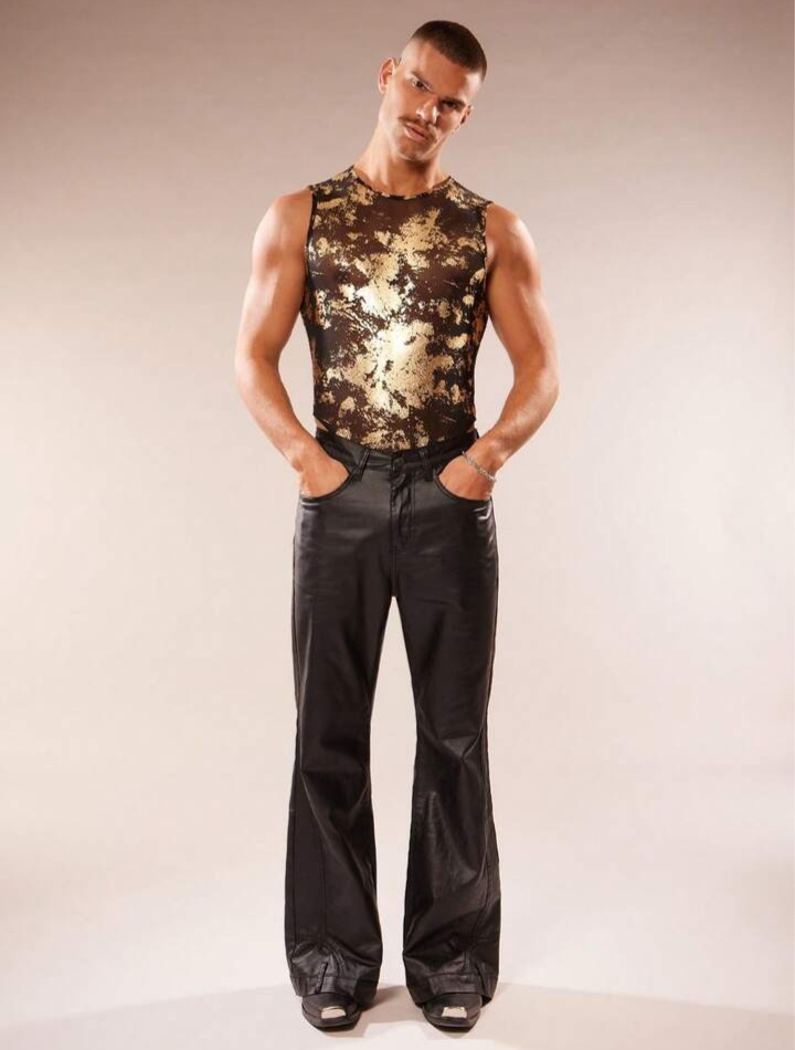 Men's Gold Foil Graphic Sleeveless Jumpsuit